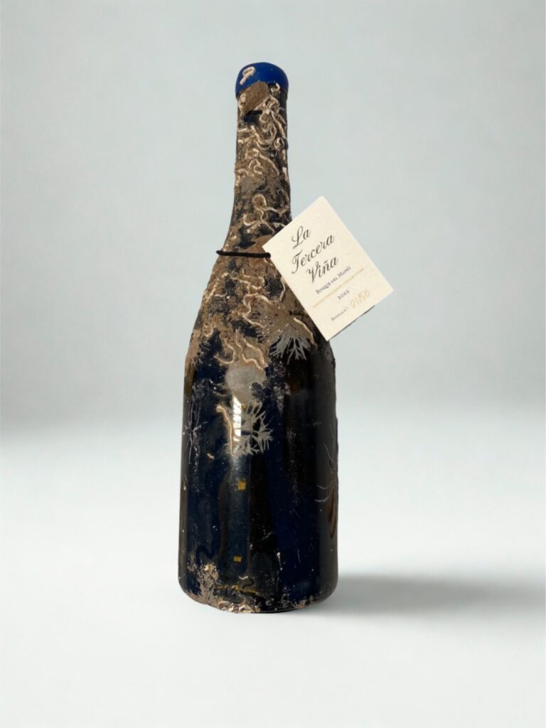Botella de Tercera Viña Submarina, vino blanco con crianza bajo el mar del proyecto Single Vineyards Collectors.
